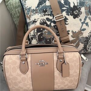 Coach Beige and Tan Signature Satchel